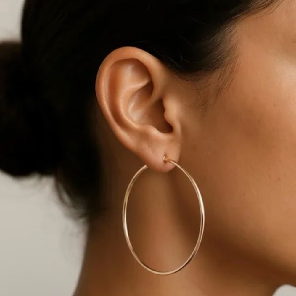 New & Elegant Thin Rose Gold Plated Hoop Earrings Multiple Sizes